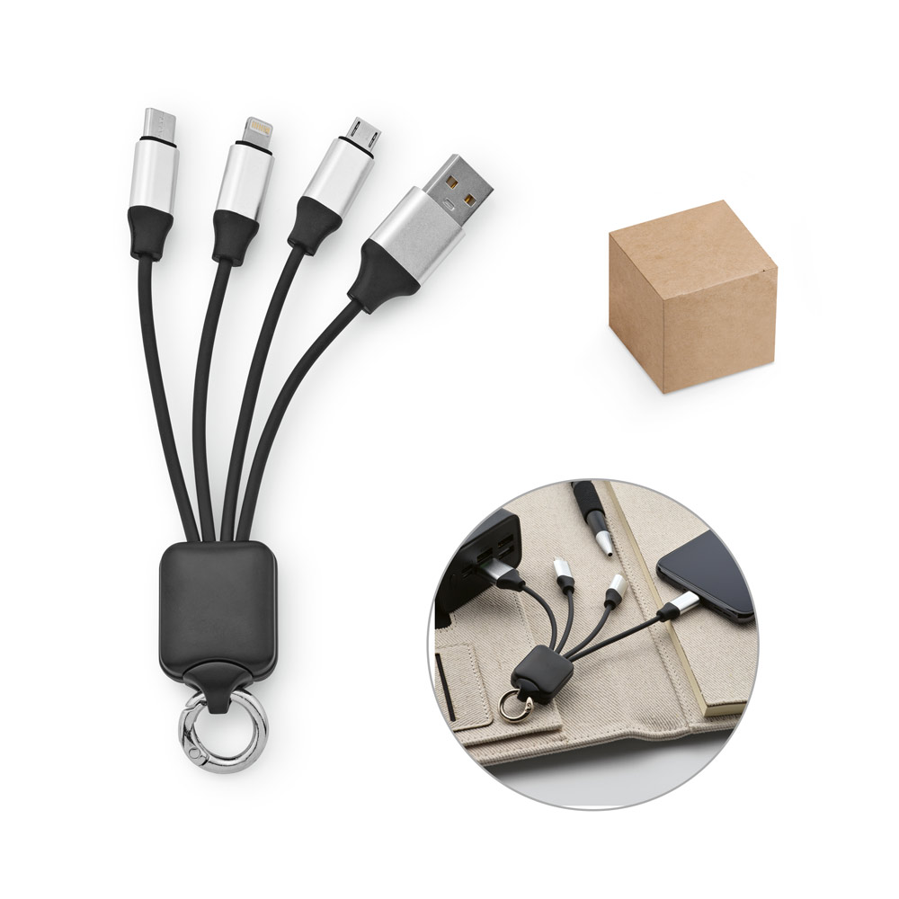 Imagem do produto Cabo USB de carregamento rápido 3 em 1 com corpo em PET 100% reciclado